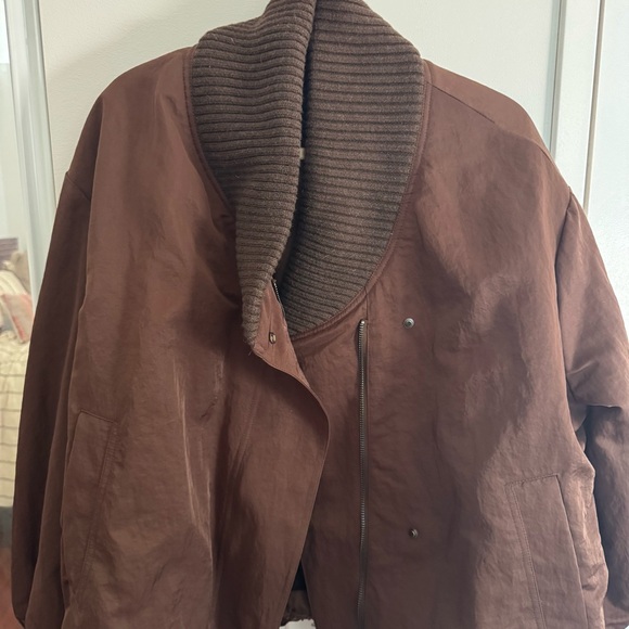 ZARA ZW COLLECTION RIBBED JACKET - Chocolate - Picture 8 of 8